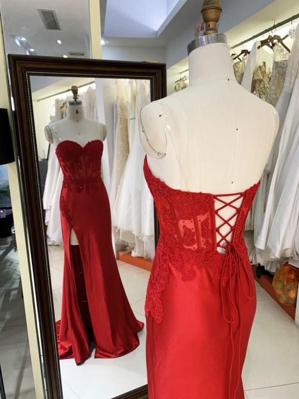 2025 New embroidered lace red elegant and sexy ball dress for women luxurious party ladies