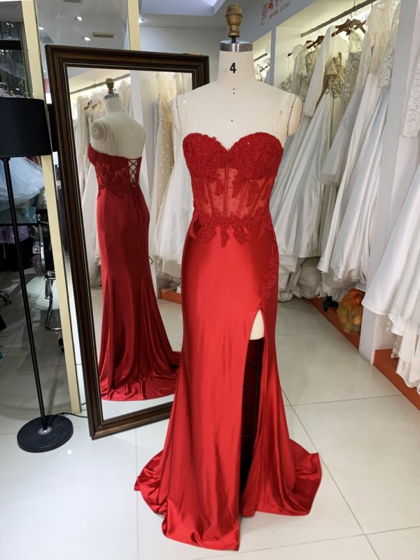 2025 New embroidered lace red elegant and sexy ball dress for women luxurious party ladies