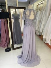 New grey chiffon skirt embroidery lace mother of the bride dresses plus size elegant dress 2025 for woman