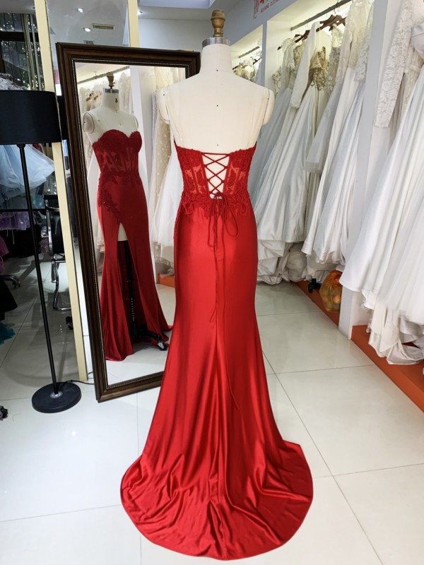 2025 New embroidered lace red elegant and sexy ball dress for women luxurious party ladies