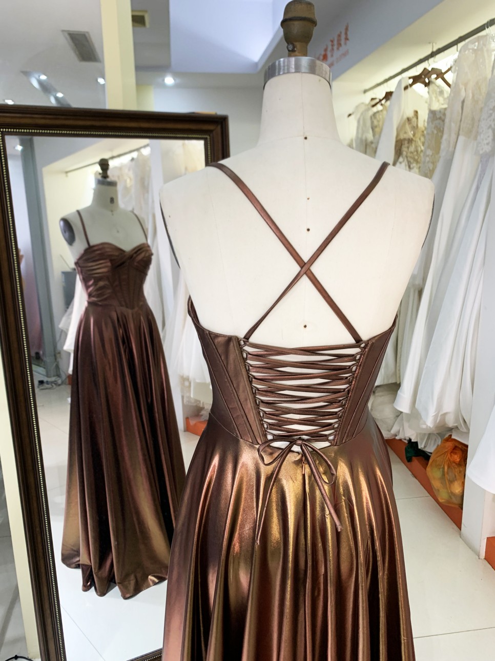 2025 Sienna sleeveless hand pleated corset bodice satin A line lace up back prom bridesmaid dresses