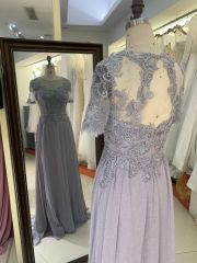 New grey chiffon skirt embroidery lace mother of the bride dresses plus size elegant dress 2025 for woman
