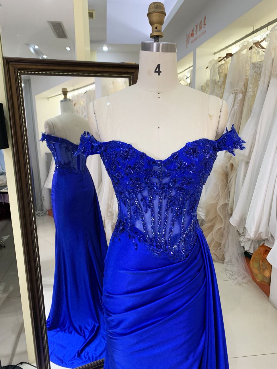 New America wholesale LA brand off shoulder beading chain long evening dresses crystal embellished gown for prom dress 2025