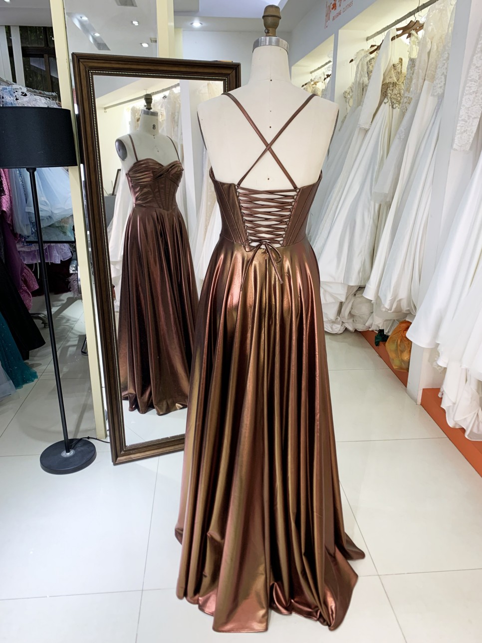 2025 Sienna sleeveless hand pleated corset bodice satin A line lace up back prom bridesmaid dresses