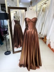 2025 Sienna sleeveless hand pleated corset bodice satin A line lace up back prom bridesmaid dresses