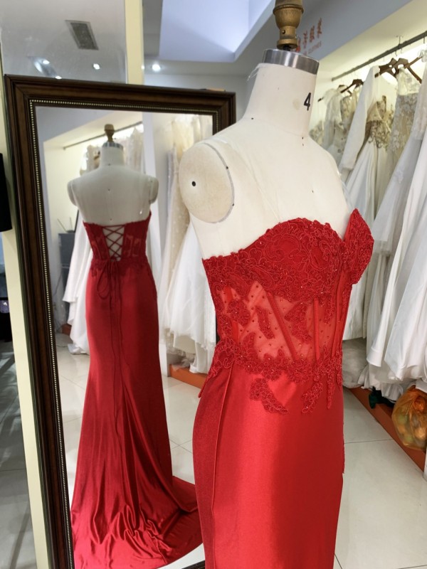 2025 New embroidered lace red elegant and sexy ball dress for women luxurious party ladies