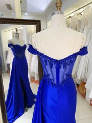 New America wholesale LA brand off shoulder beading chain long evening dresses crystal embellished gown for prom dress 2025