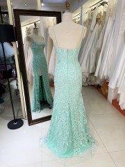 2025 New embroidered lace mint elegant and sexy dress for women luxurious party ladies simple prom night dress