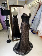 Crystal embellished gown luxury long contract color evening dress black lace custom prom dress 2025