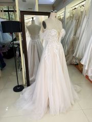 2025 Shiny bridal colorful lining deep V-neck off shoulder sleeveless Spaghetti Strap sexy lace embroidery wedding dress