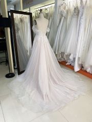 2025 Shiny bridal colorful lining deep V-neck off shoulder sleeveless Spaghetti Strap sexy lace embroidery wedding dress
