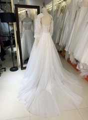 2025 New elegant wedding dresses A line long sleeve lace flowers bridal wedding dress tulle net formal guest ladies