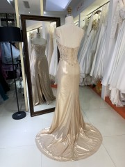 2025 New embroidered sequin elegant and sexy slim dress for women luxurious party ladies gold prom dress