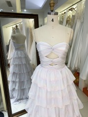 New Ruffle long gown pleat contract color evening dress colorful custom women prom dress elegant 2025