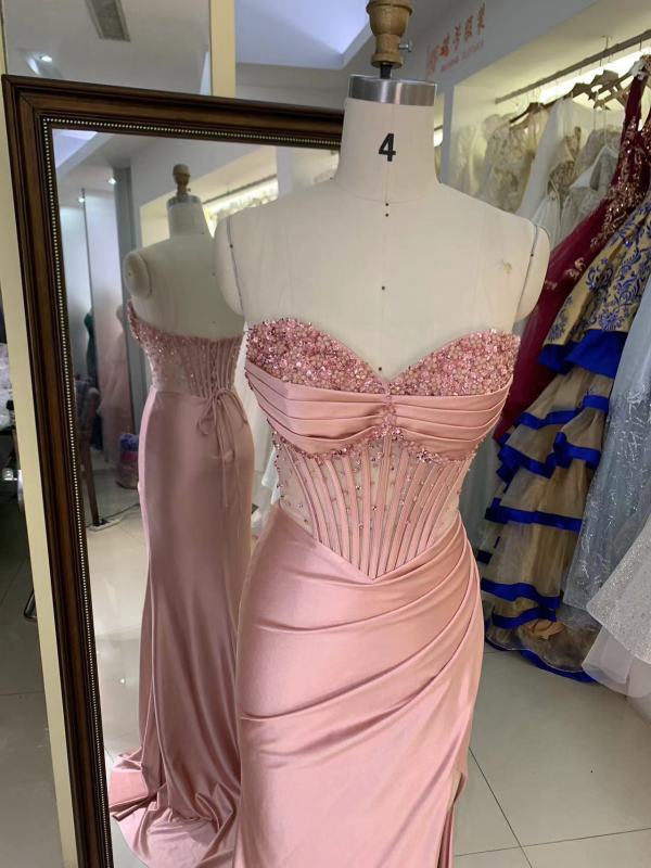 Flower handmade beading new emerald wholesale long gowns evening prom dress 2025