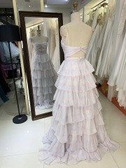 New Ruffle long gown pleat contract color evening dress colorful custom women prom dress elegant 2025