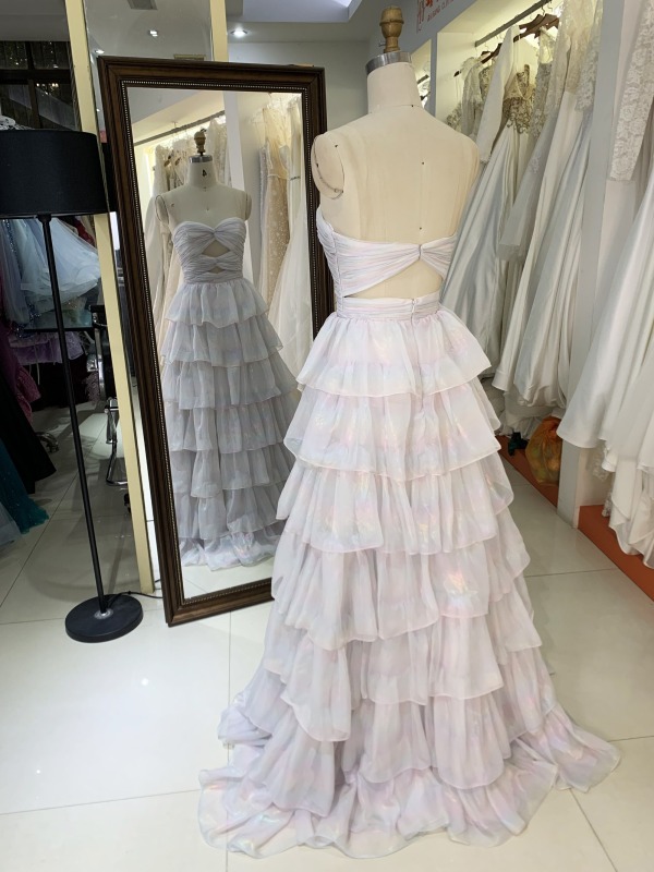 New Ruffle long gown pleat contract color evening dress colorful custom women prom dress elegant 2025