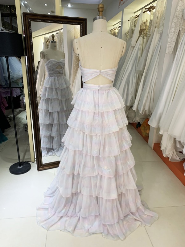 New Ruffle long gown pleat contract color evening dress colorful custom women prom dress elegant 2025
