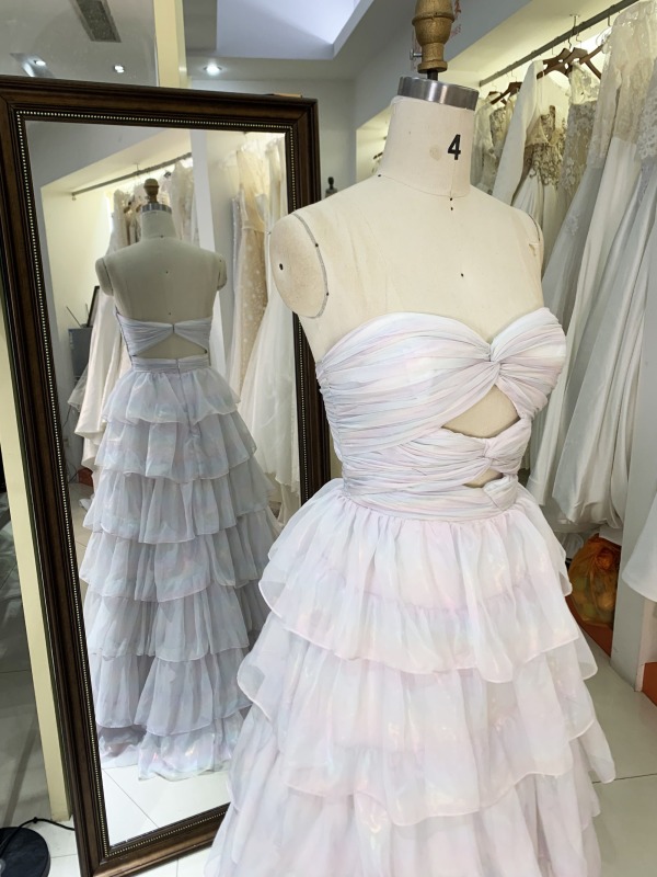 New Ruffle long gown pleat contract color evening dress colorful custom women prom dress elegant 2025