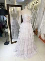 New Ruffle long gown pleat contract color evening dress colorful custom women prom dress elegant 2025