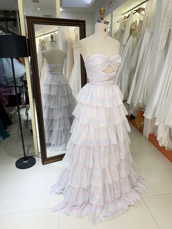 New Ruffle long gown pleat contract color evening dress colorful custom women prom dress elegant 2025