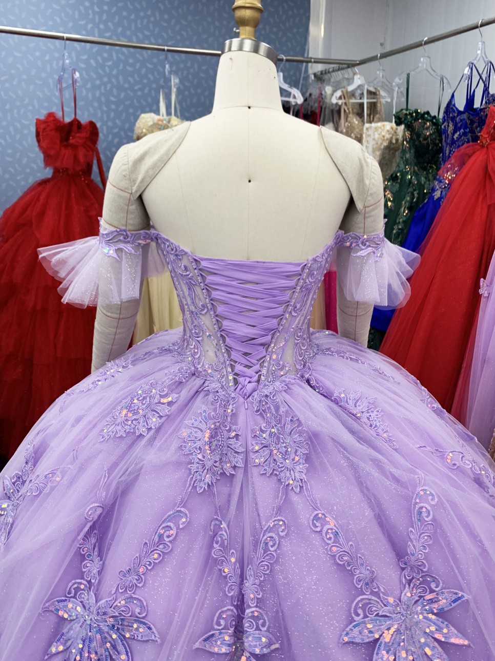 2025 Purple Off Shoulder dresses for quinceanera Party Evening Dresses Classic Formal Flower ball gown for girls