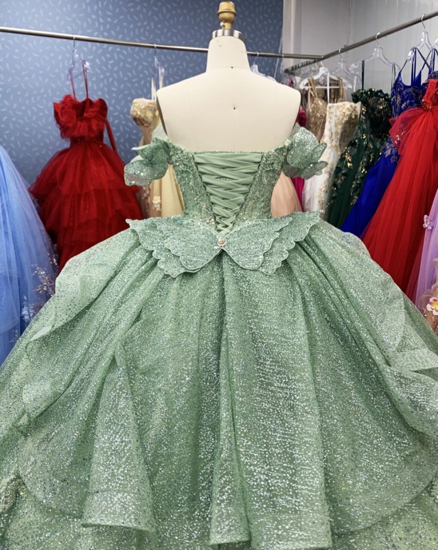 Quinceanera Luxury Beaded Glitter Embroidered Flower Ball Gown Prom Dress Sweetheart Quinceanera Dress 2025