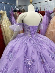 2025 Purple Off Shoulder dresses for quinceanera Party Evening Dresses Classic Formal Flower ball gown for girls