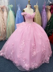 2025 Fashion Custom Sweet Pink Embroidery Coming of Age Ceremony Princess Carnival Dress Luxury Ball Gown Quinceanera Dress