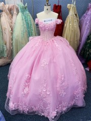 2025 Fashion Custom Sweet Pink Embroidery Coming of Age Ceremony Princess Carnival Dress Luxury Ball Gown Quinceanera Dress