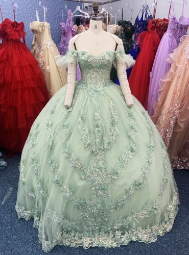 2025 New dresses for green ball quinceanera dress monte western off shoulder elegant new for woman