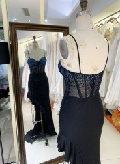 High Quality America wholesale LA brand Elegant Ladies Slim Embroidery prom dress ruffle Formal Style Prom Dress 2025