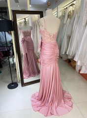 New America wholesale pink party breathable bow ruffle elegant night dress for ladies prom young girl 2025