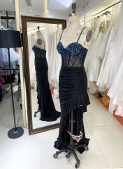 High Quality America wholesale LA brand Elegant Ladies Slim Embroidery prom dress ruffle Formal Style Prom Dress 2025