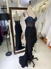 High Quality America wholesale LA brand Elegant Ladies Slim Embroidery prom dress ruffle Formal Style Prom Dress 2025