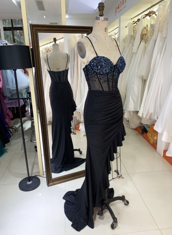 High Quality America wholesale LA brand Elegant Ladies Slim Embroidery prom dress ruffle Formal Style Prom Dress 2025