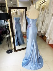 2025 Sleeveless Slit Gown evening dresses New satin prom floral dresses Embroidered Flower Prom Dresses For Women