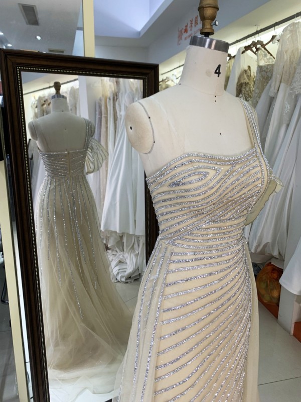 New America wholesale party breathable one shoulder beading chain long evening custom crystal embellished gown prom dress 2025