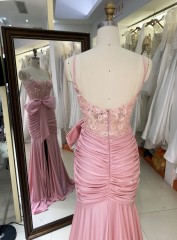 New America wholesale pink party breathable bow ruffle elegant night dress for ladies prom young girl 2025