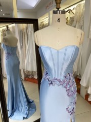 2025 Sleeveless Slit Gown evening dresses New satin prom floral dresses Embroidered Flower Prom Dresses For Women