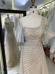 New America wholesale party breathable one shoulder beading chain long evening custom crystal embellished gown prom dress 2025