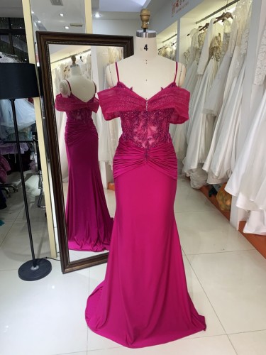 Manufacturer Wholesale embroidery prom dresses Hand Made Beading Mermaid prom evening dresses For Party