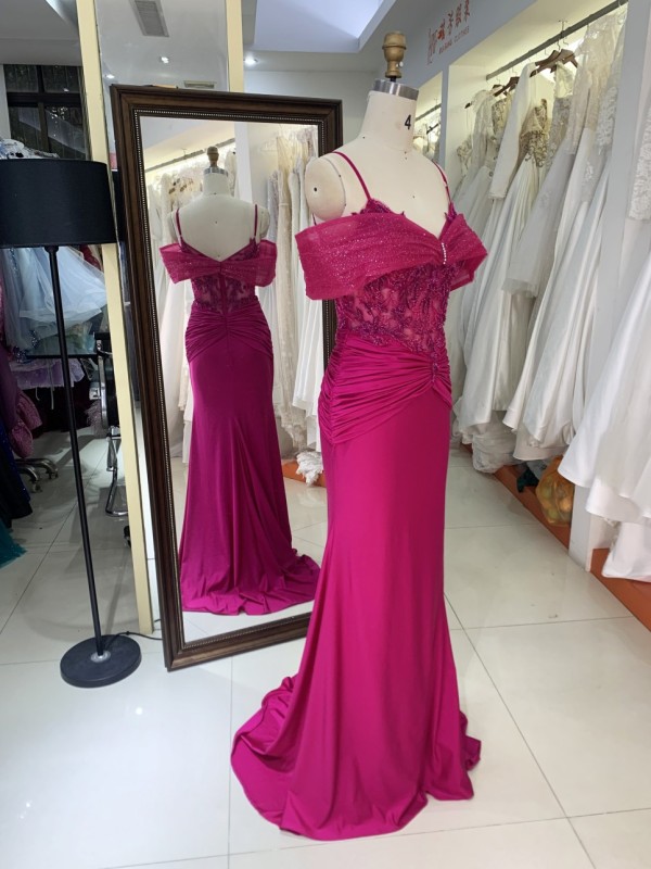 Manufacturer Wholesale embroidery prom dresses Hand Made Beading Mermaid prom evening dresses For Party