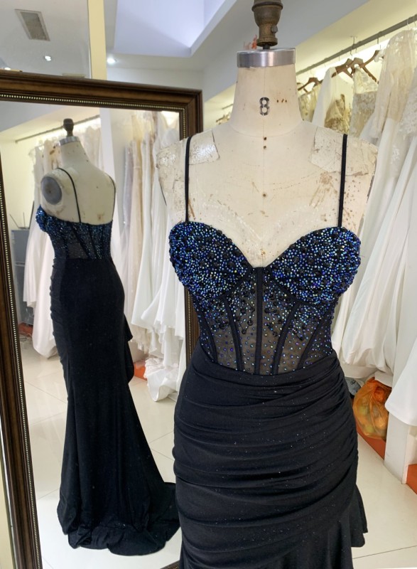 High Quality America wholesale LA brand Elegant Ladies Slim Embroidery prom dress ruffle Formal Style Prom Dress 2025