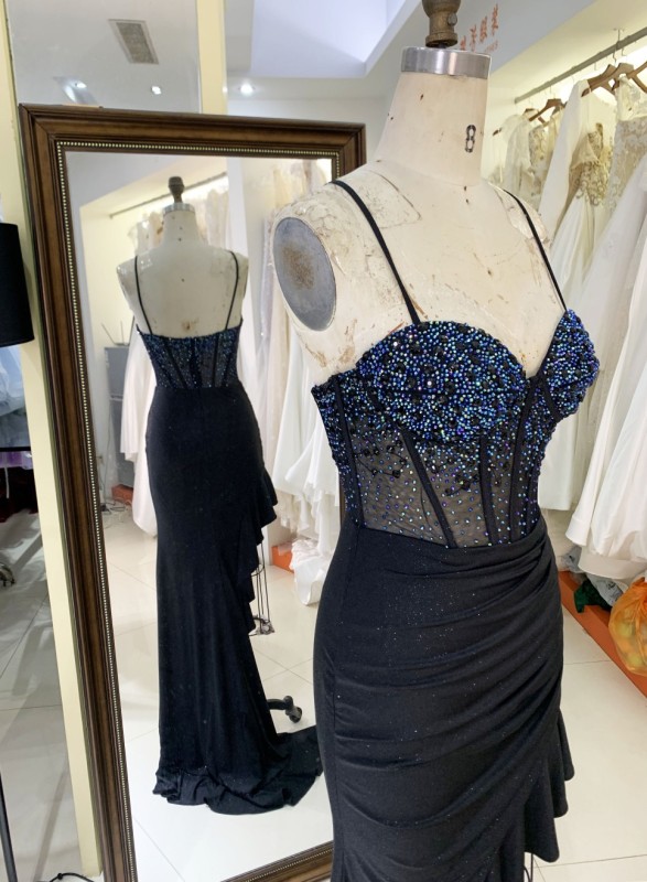 High Quality America wholesale LA brand Elegant Ladies Slim Embroidery prom dress ruffle Formal Style Prom Dress 2025