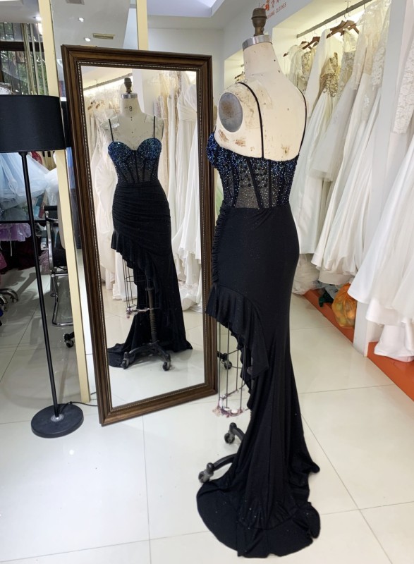High Quality America wholesale LA brand Elegant Ladies Slim Embroidery prom dress ruffle Formal Style Prom Dress 2025