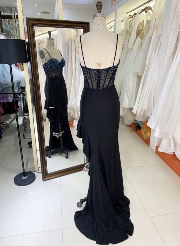 High Quality America wholesale LA brand Elegant Ladies Slim Embroidery prom dress ruffle Formal Style Prom Dress 2025