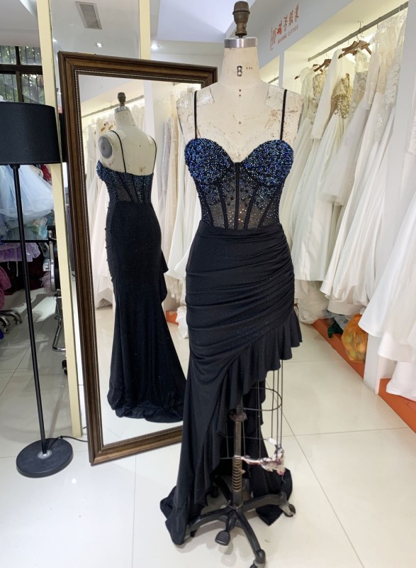 High Quality America wholesale LA brand Elegant Ladies Slim Embroidery prom dress ruffle Formal Style Prom Dress 2025