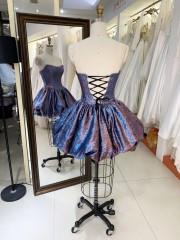 2025 New fashion design jacquard ruffle multi-color short skirt sleeveless party dress princess wholesale prom dress for teens