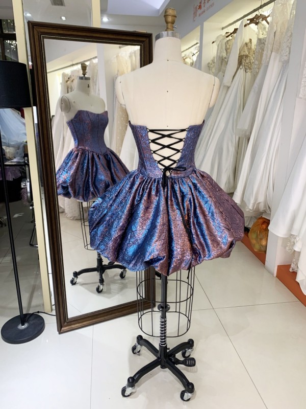 2025 New fashion design jacquard ruffle multi-color short skirt sleeveless party dress princess wholesale prom dress for teens